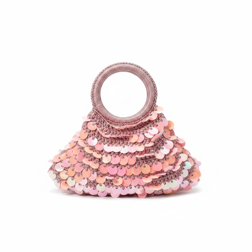 Borsa crochet sfondo bianco