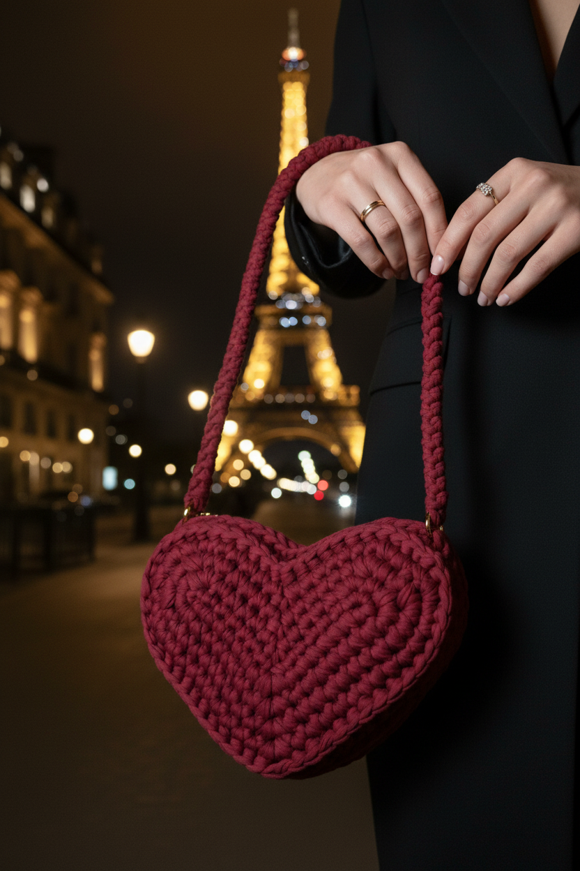 Borsa cuore in mano a Parigi