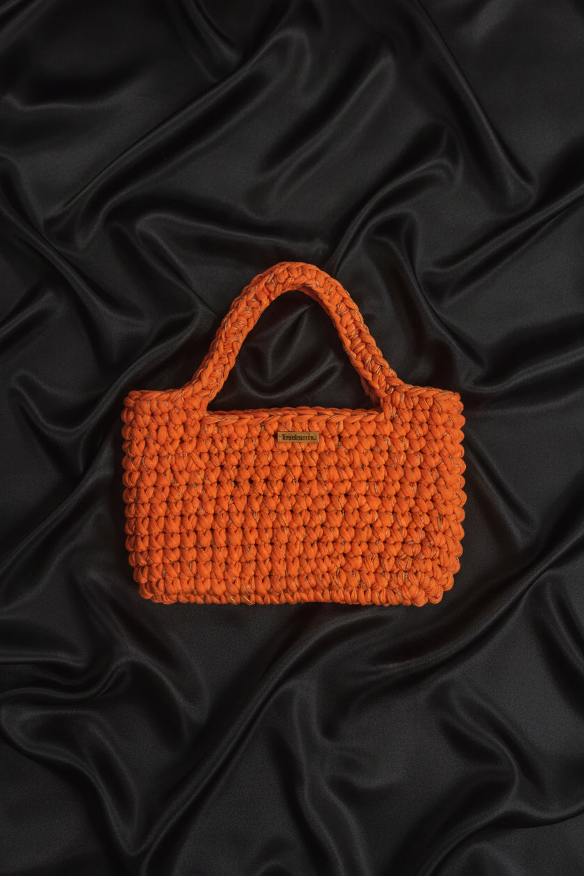 Shopper Arancione con Inserti Dorati