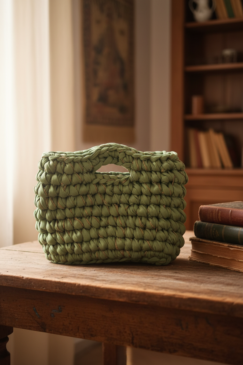 Square Bag verde salvia vista frontale